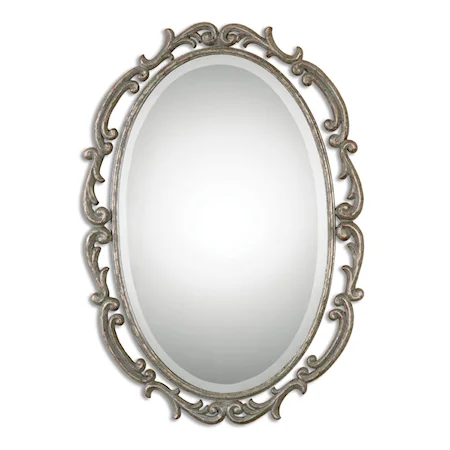 Gwendolen Antiqued Silver Oval Mirror